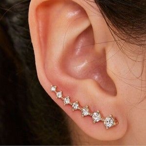 Rhinestone diamond ear crawler earrings